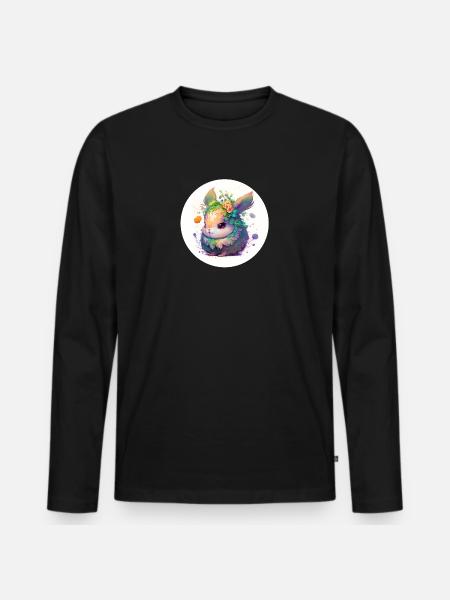 Animal lapin fantasy et mignon - T-shirt manches longues Premium bio Homme - noir