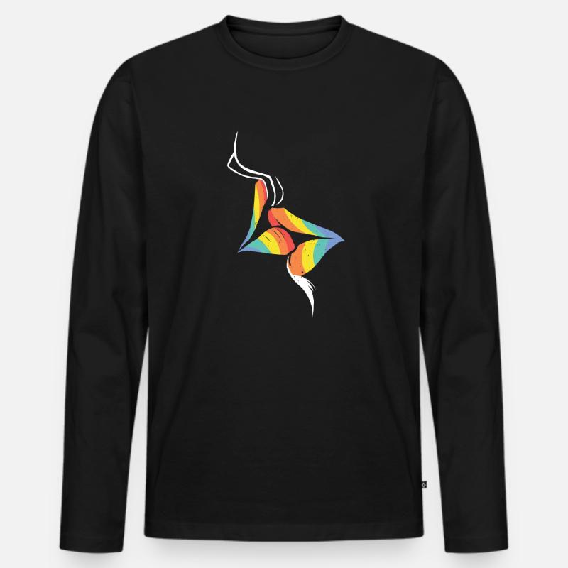 Küssen Lippen - Pride Diversity - Männer Premium Bio Langarmshirt - Schwarz