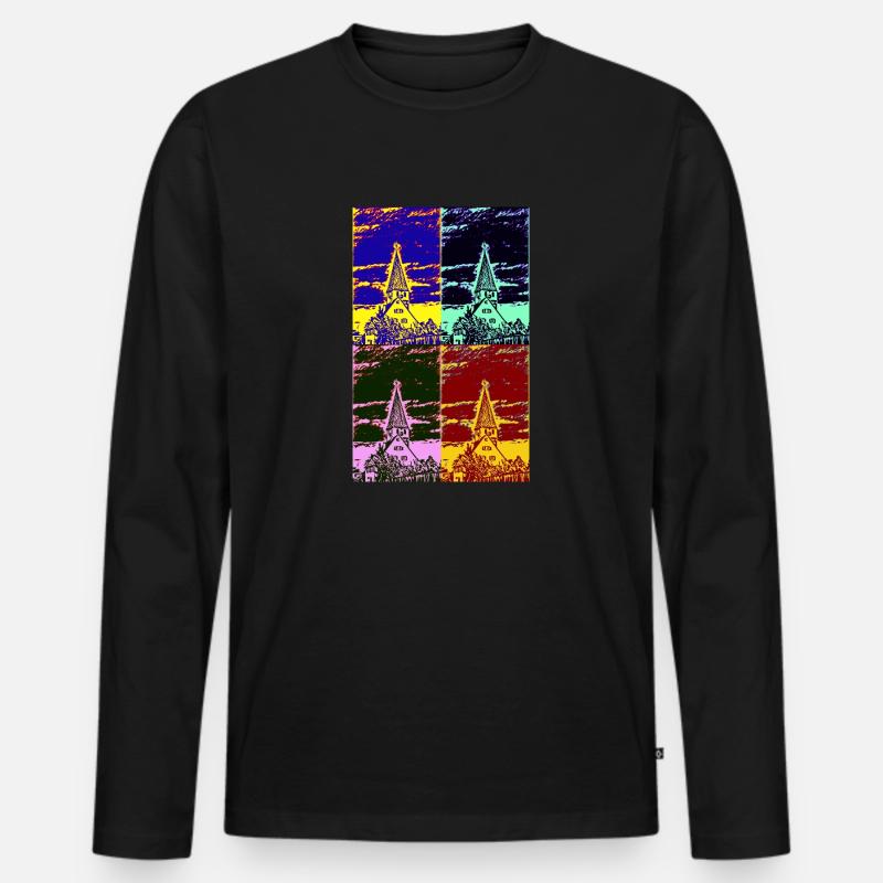 Die Kirche im Dorf - Männer Premium Bio Langarmshirt - Schwarz