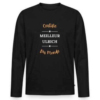 Certifié meilleur ulrich du monde - T-shirt manches longues Premium bio Homme - noir - Devant - Nico (187cm)
