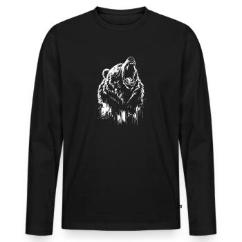 Bear Roars Nature Woodland Grizzly Bears Wild Animals - Men's Premium Organic Long Sleeve Shirt - black - Front - Nico (187cm)