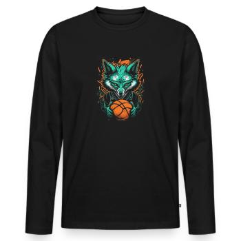 Basketball Fox Player Neon Fox Sport Ball Sports - Men's Premium Organic Long Sleeve Shirt - black - Front - Nico (187cm)