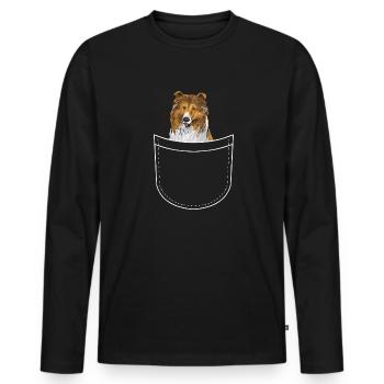 Collie à poil long Collie rugueux Chien - T-shirt manches longues Premium bio Homme - noir - Devant - Nico (187cm)