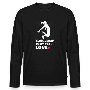 Ich Liebe Weitsprung - Männer Premium Bio Langarmshirt - Schwarz - Vorne - Nico (187cm)