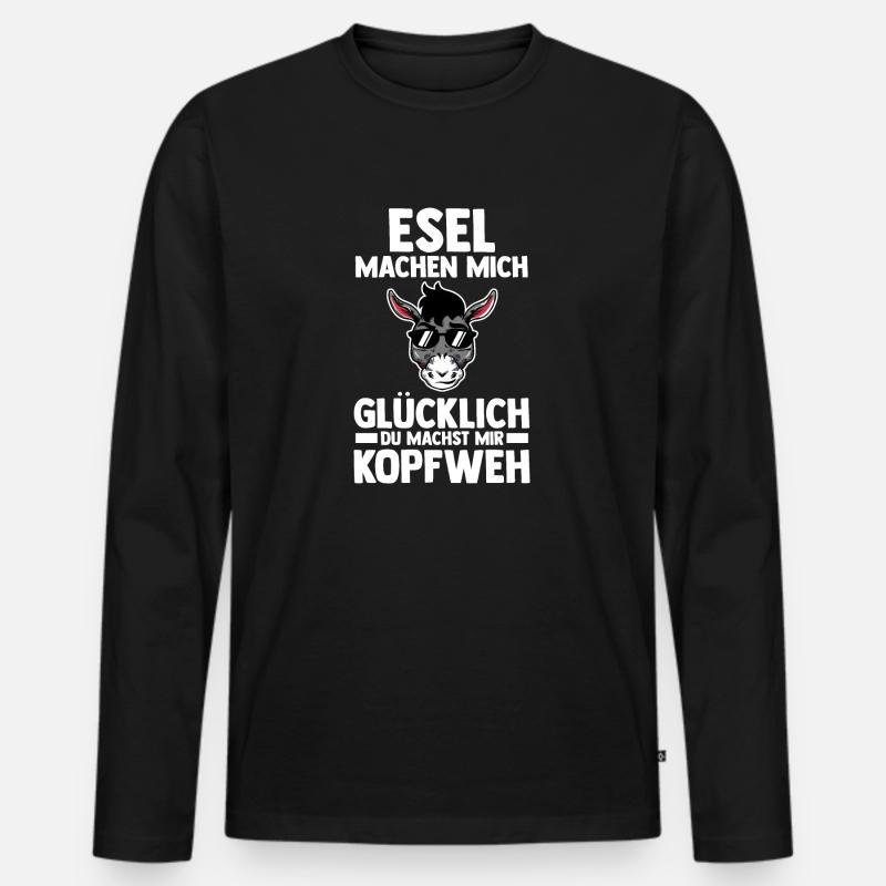 Esel - Männer Premium Bio Langarmshirt - Schwarz