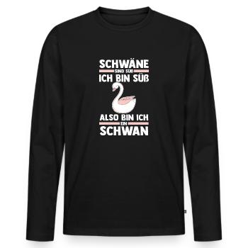 Schwan - Männer Premium Bio Langarmshirt - Schwarz - Vorne - Nico (187cm)