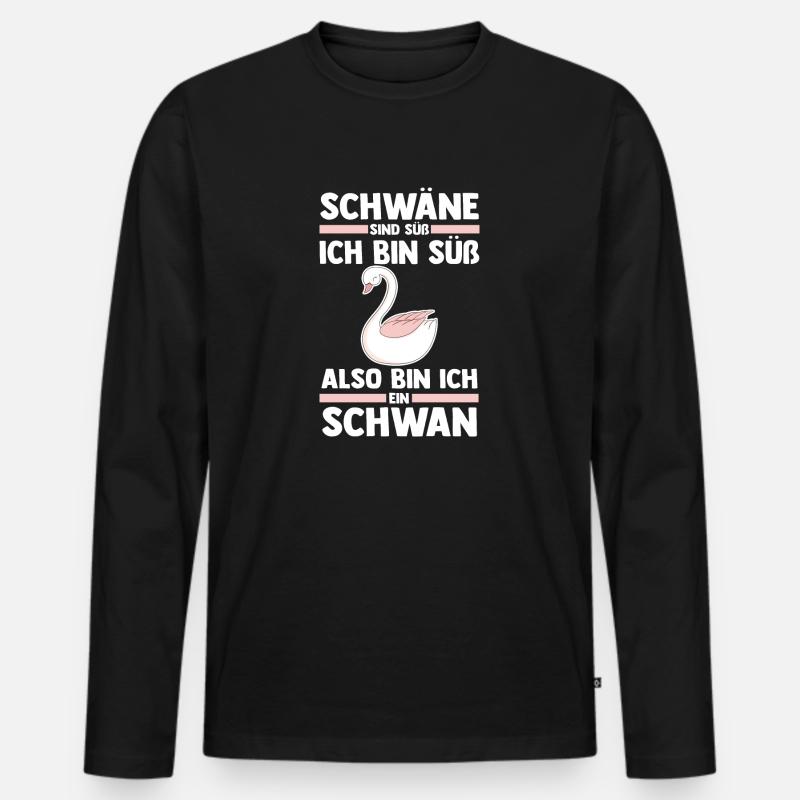 Schwan - Männer Premium Bio Langarmshirt - Schwarz