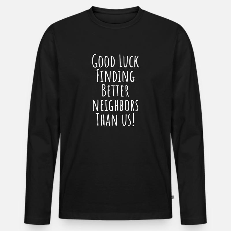 Neue Nachbarn - Männer Premium Bio Langarmshirt - Schwarz