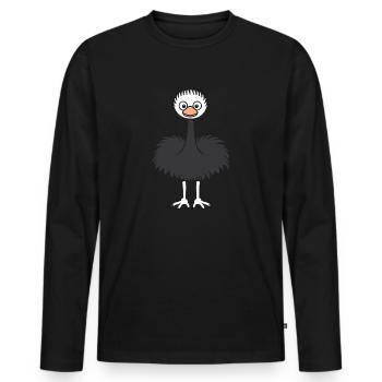 ostrich - Men's Premium Organic Long Sleeve Shirt - black - Front - Nico (187cm)