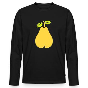 Birne - Männer Premium Bio Langarmshirt - Schwarz - Vorne - Nico (187cm)