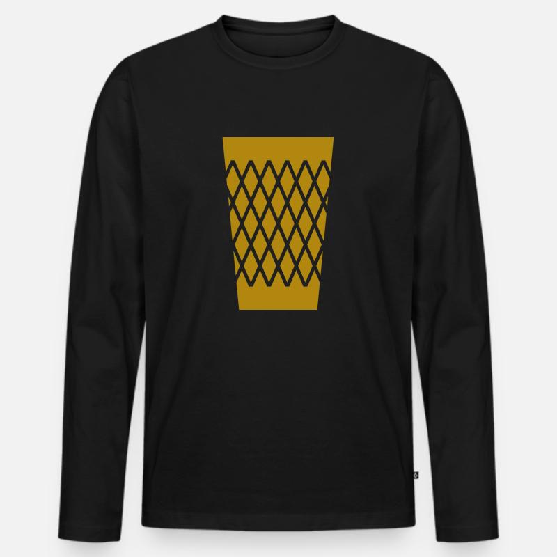 Geripptes - Männer Premium Bio Langarmshirt - Schwarz