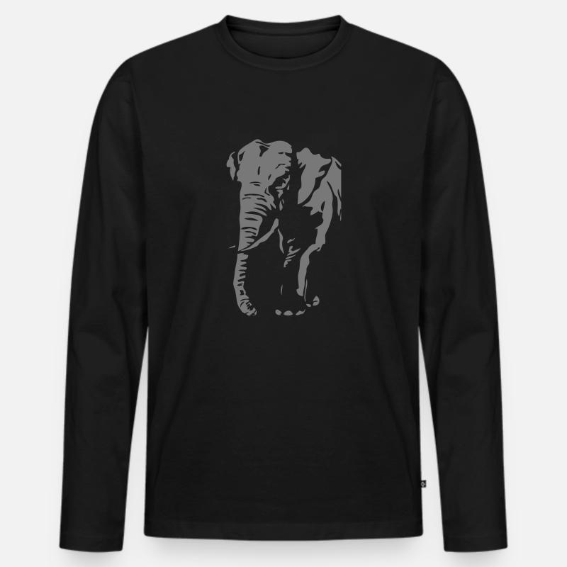 Elephant - Elefant - Männer Premium Bio Langarmshirt - Schwarz