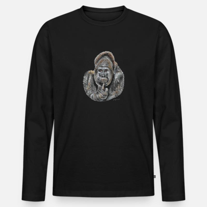 Gorilla - Männer Premium Bio Langarmshirt - Schwarz