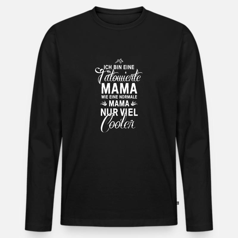 Tätowierte Mama - Männer Premium Bio Langarmshirt - Schwarz