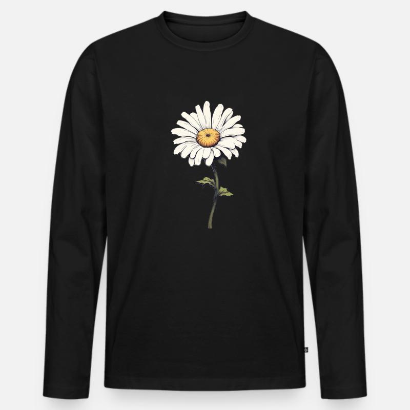 Gänseblümchen - Er liebt mich! - Männer Premium Bio Langarmshirt - Schwarz
