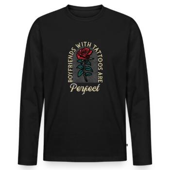 Boyfriends With Tattoos Are Perfect - Männer Premium Bio Langarmshirt - Schwarz - Vorne - Nico (187cm)