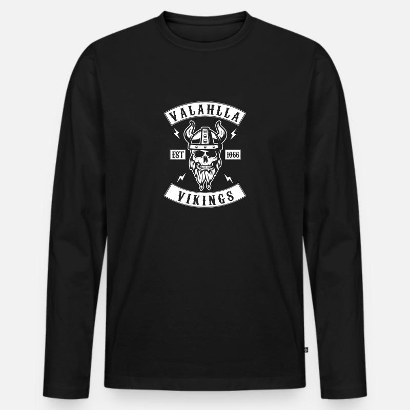 Walhalla Wikinger - Männer Premium Bio Langarmshirt - Schwarz