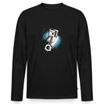 Kolbenkraft in Aktion - Männer Premium Bio Langarmshirt - Schwarz - Vorne - Nico (187cm)