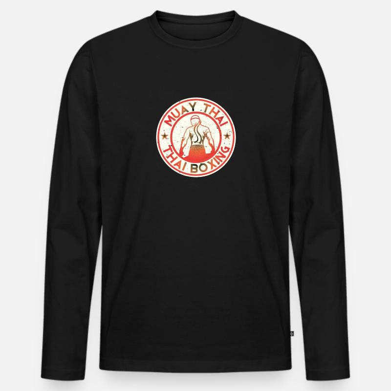 Thai Boxing - Männer Premium Bio Langarmshirt - Schwarz