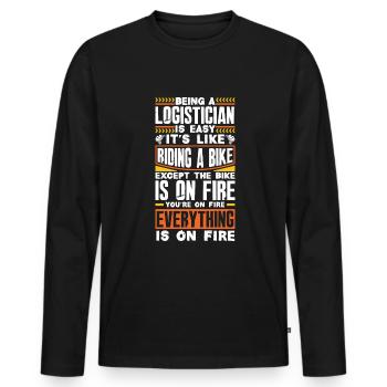 Logisticien logistique Être logisticien est facile - T-shirt manches longues Premium bio Homme - noir - Devant - Nico (187cm)