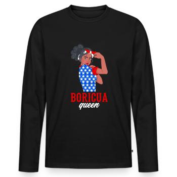 Boricua Reine Porto Rico Portoricain PortoRicain - T-shirt manches longues Premium bio Homme - noir - Devant - Nico (187cm)