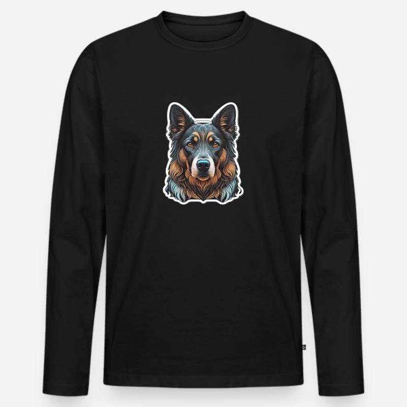 Schäferhund - Männer Premium Bio Langarmshirt - Schwarz