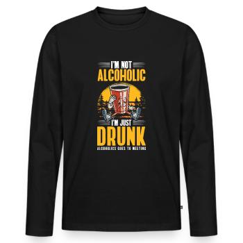 Alkoholiker Feiern Spaß Trinkfreude - Männer Premium Bio Langarmshirt - Schwarz - Vorne - Nico (187cm)