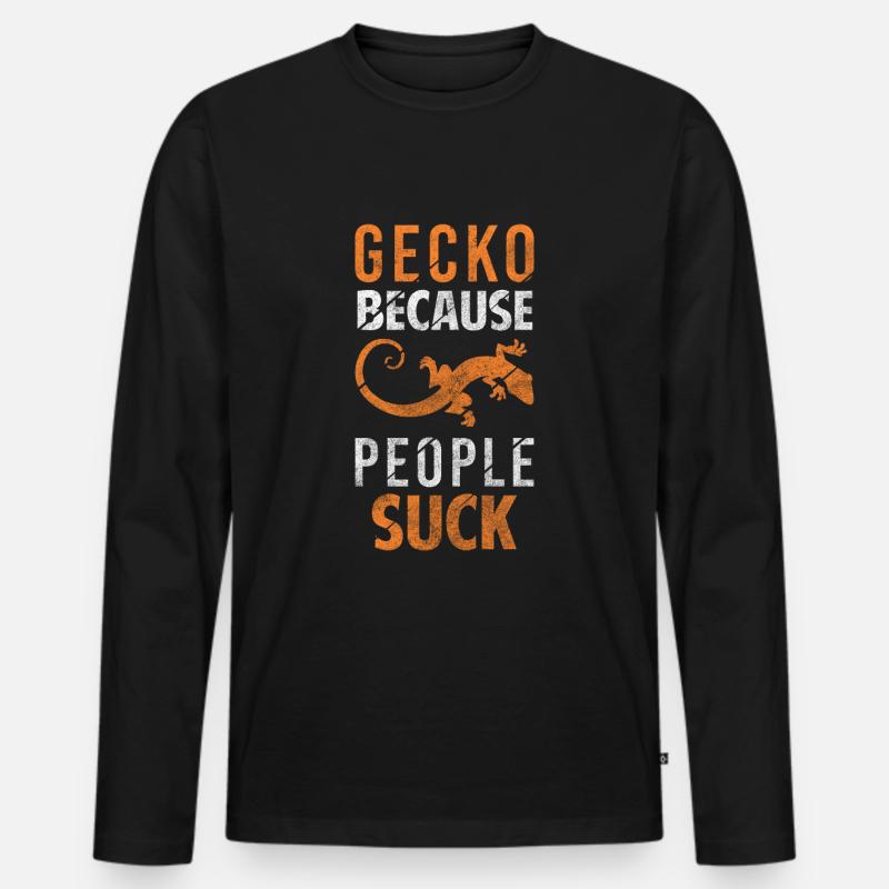 Geckos Echse Terrarium Süß - Männer Premium Bio Langarmshirt - Schwarz