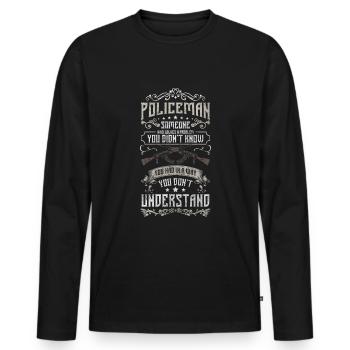 Polizei Stop Tatort Dieb - Männer Premium Bio Langarmshirt - Schwarz - Vorne - Nico (187cm)