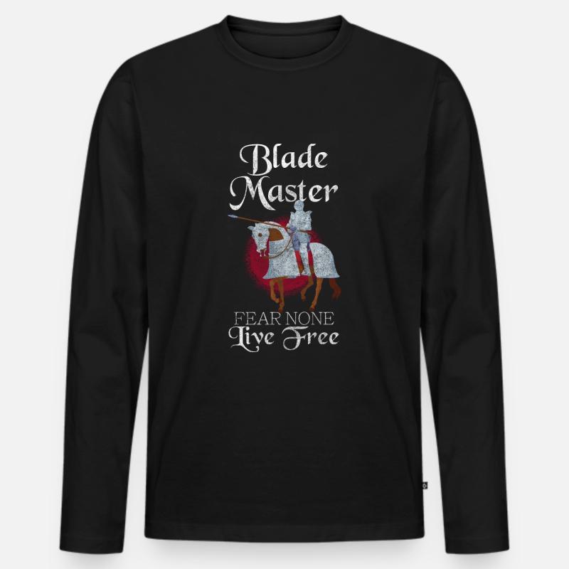 Mittelalter Ritterkreuz - Männer Premium Bio Langarmshirt - Schwarz
