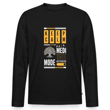 Meditation Zen Meditating Enlightenment - Men's Premium Organic Long Sleeve Shirt - black - Front - Nico (187cm)