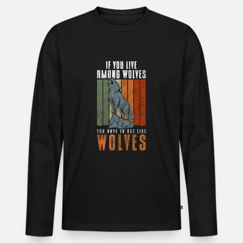Wolfrudel Wolfshund - Männer Premium Bio Langarmshirt - Schwarz