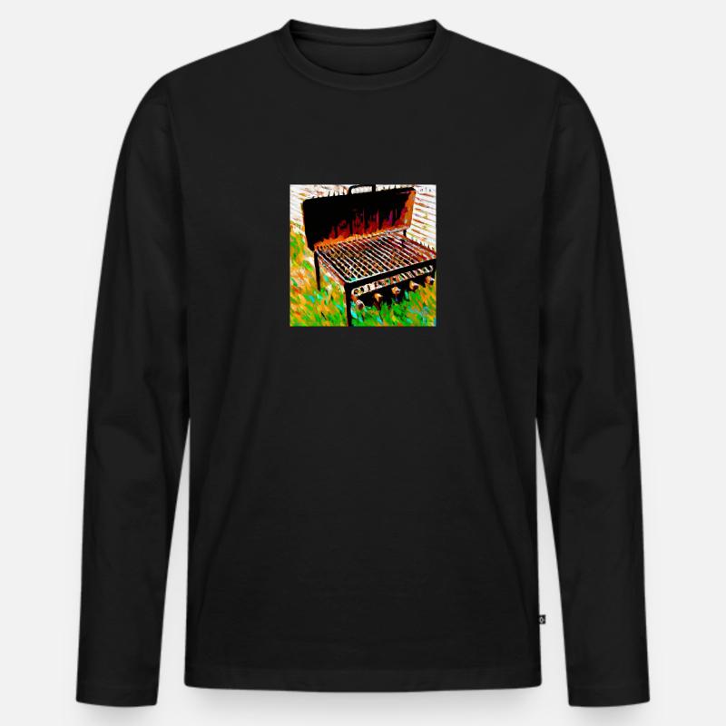 Grill der 50er Jahre - Männer Premium Bio Langarmshirt - Schwarz