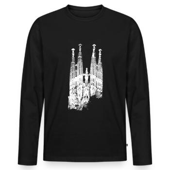 Barcelone Sagrada Familia Espagne J’aime Barcelone - T-shirt manches longues Premium bio Homme - noir - Devant - Nico (187cm)