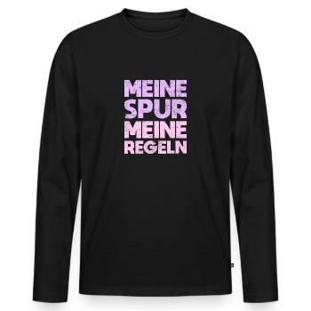 Meine Spur, Meine Regeln - Männer Premium Bio Langarmshirt - Schwarz - Vorne - Nico (187cm)