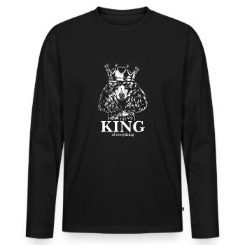 Caniche miniature Roi de tout ce qui dit chiens chien - T-shirt manches longues Premium bio Homme - noir - Devant - Nico (187cm)