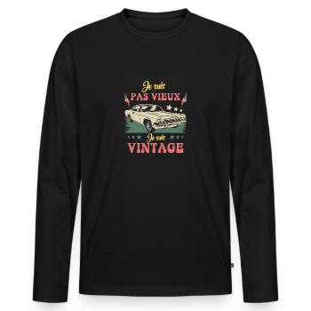 Je suis pas vieux je suis vintage - T-shirt manches longues Premium bio Homme - noir - Devant - Nico (187cm)