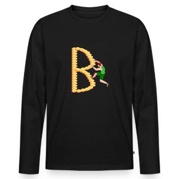 Climbing, Bouldering, Sport Climbing, Climbing Wall, Top - Men's Premium Organic Long Sleeve Shirt - black - Front - Nico (187cm)