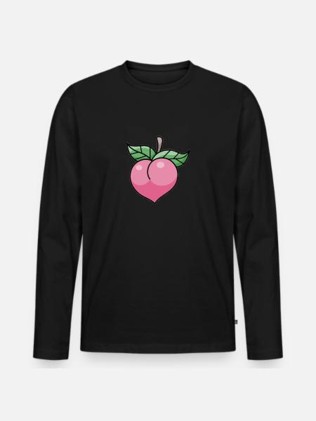 Pinker Pfirsich - Männer Premium Bio Langarmshirt - Schwarz