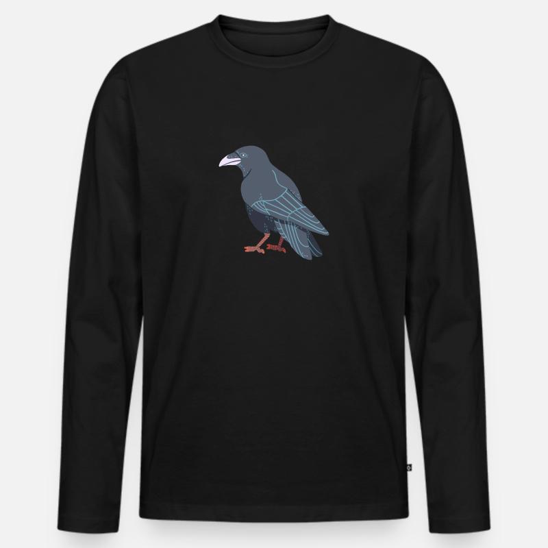 Rabenkrähe - Männer Premium Bio Langarmshirt - Schwarz