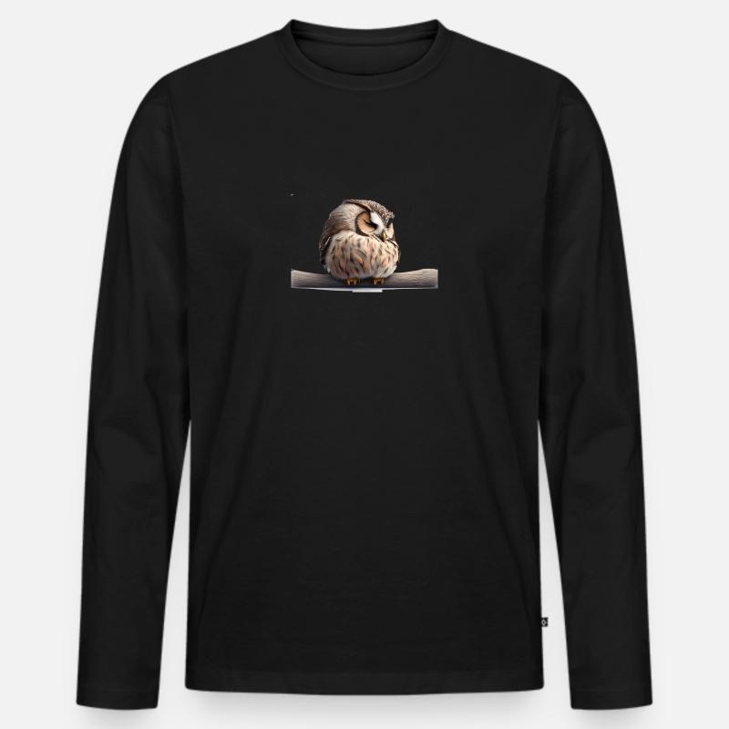 owl - Männer Premium Bio Langarmshirt - Schwarz