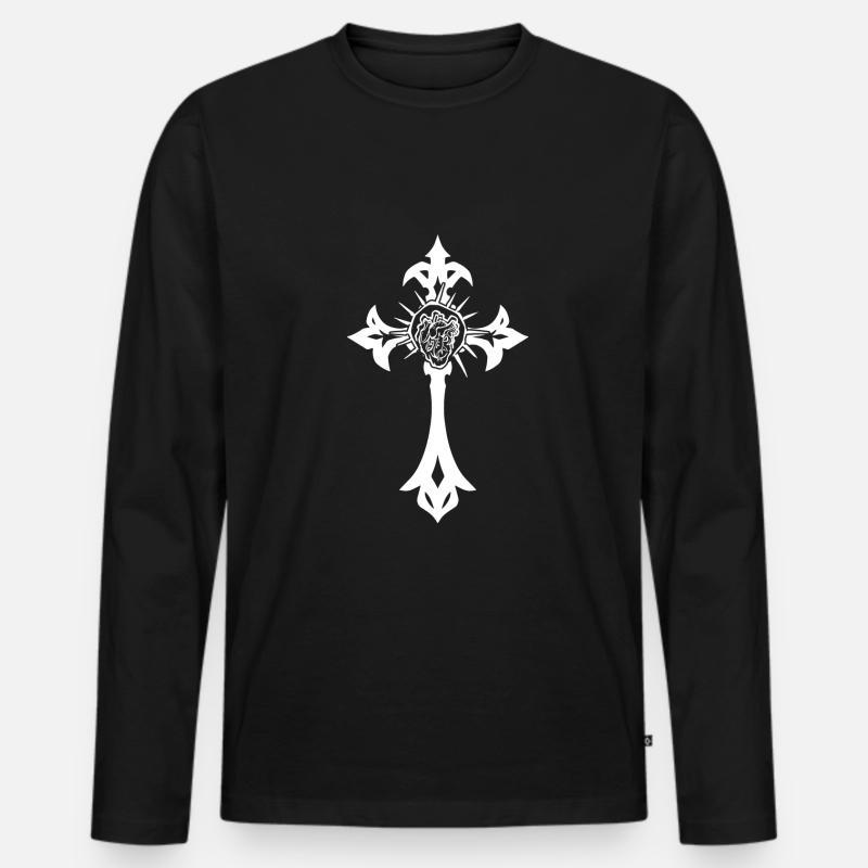 Gotisches Kreuz - Männer Premium Bio Langarmshirt - Schwarz