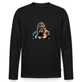 The Bronze Gorilla - Men's Premium Organic Long Sleeve Shirt - black - Front - Nico (187cm)