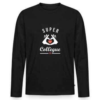 SUPER COLLÈGUE cadeau anniversaire noel - T-shirt manches longues Premium bio Homme - noir - Devant - Nico (187cm)