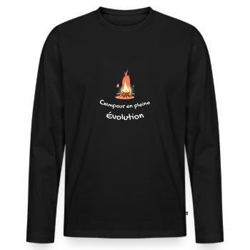 Campeur évolutif - cadeau d'humour drôle - T-shirt manches longues Premium bio Homme - noir - Devant - Nico (187cm)
