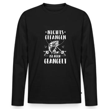 Meister mit Rute Angel Fischen Zubehör Geschenk - Männer Premium Bio Langarmshirt - Schwarz - Vorne - Nico (187cm)