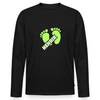 Geburt Henrik - Männer Premium Bio Langarmshirt - Schwarz - Vorne - Nico (187cm)
