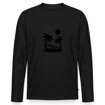 palmiers hamacs - T-shirt manches longues Premium bio Homme - noir - Devant - Nico (187cm)