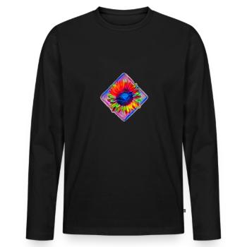 Sonnenblume - Männer Premium Bio Langarmshirt - Schwarz - Vorne - Nico (187cm)