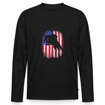 Springreiten Springpferd - Männer Premium Bio Langarmshirt - Schwarz - Vorne - Nico (187cm)